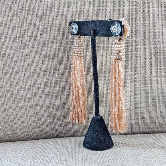 Women Earrings Orange Beads Fringe Drop Down Ear Fashion Jewelry - Picture 8 of 8